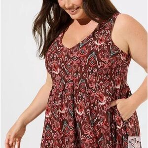 Torrid Red and Blue Ikat Dress w pockets